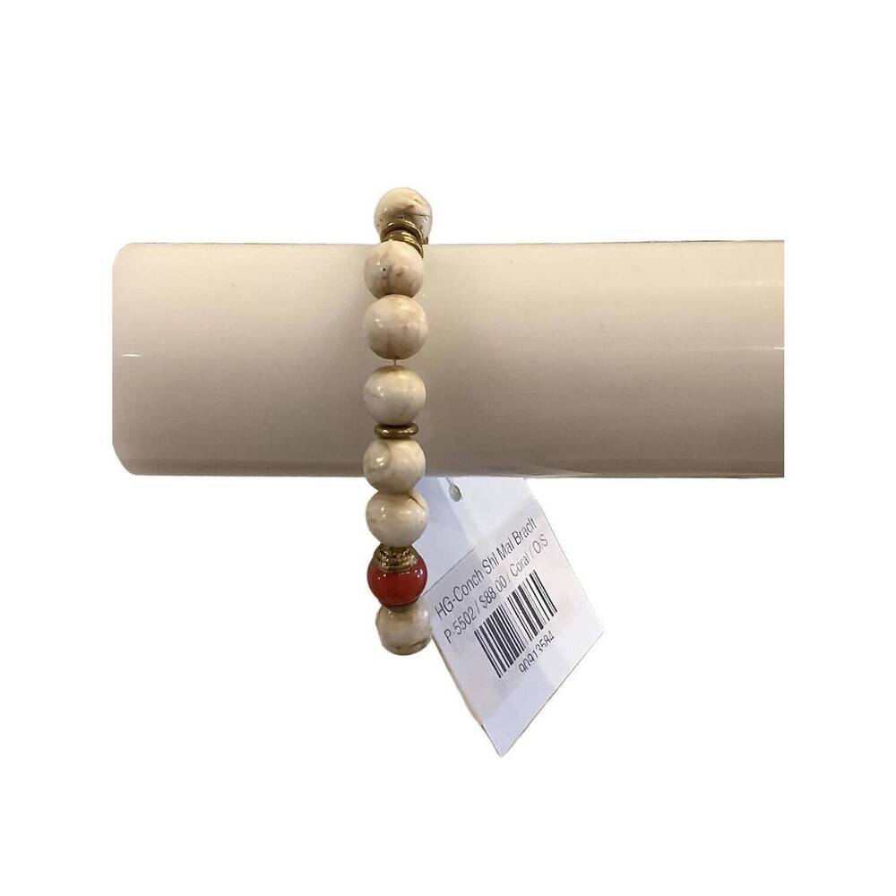 NEW HEATHER GARDNER women's conch shell mal bracelet in coral